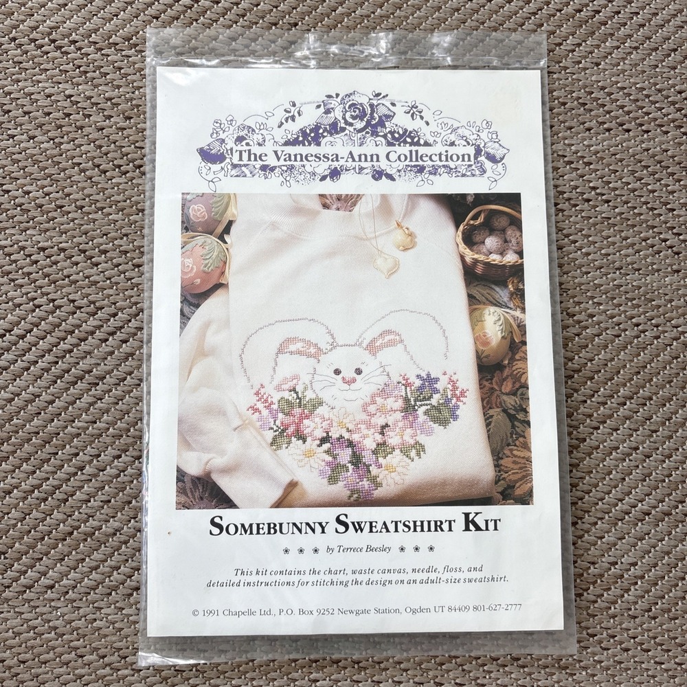 Vanessa Ann Cross Stitch Kit - Somebunny Sweatshirt NEW